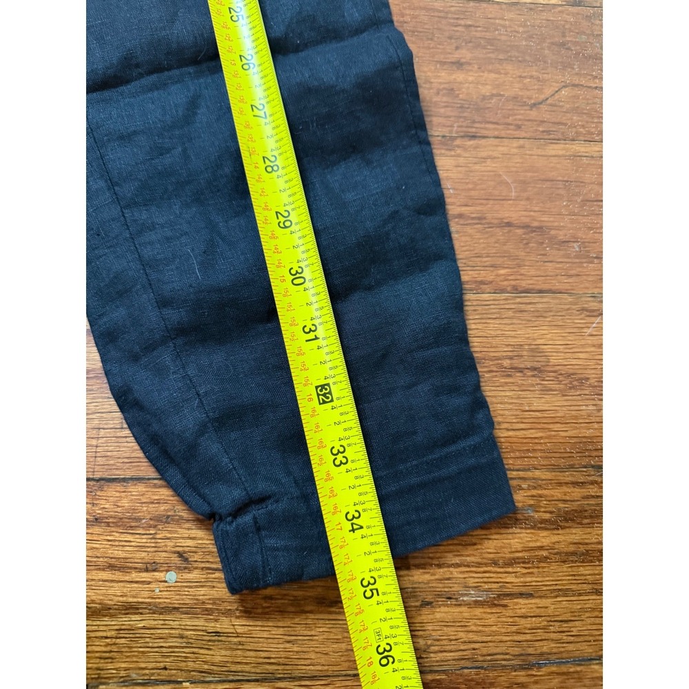 Vince Black 100% Linen Jogger Pants Women's Size 0 Tapered Elastic Cuff Casual - Picture 3 of 7